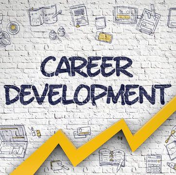 Career Development graphic with yellow arrow going up.